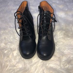Black lace up/zip booties